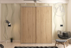 ARMARIO 2 PUERTAS CORREDERAS + CAJONERA INTERIOR MOD. PUZZLE EN COLOR ROBLE